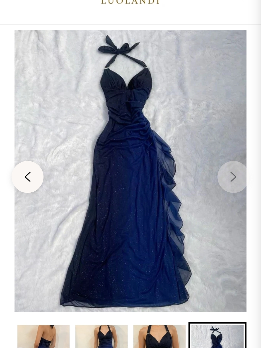 Elegant Navy Halter Maxi Dress with Ruching